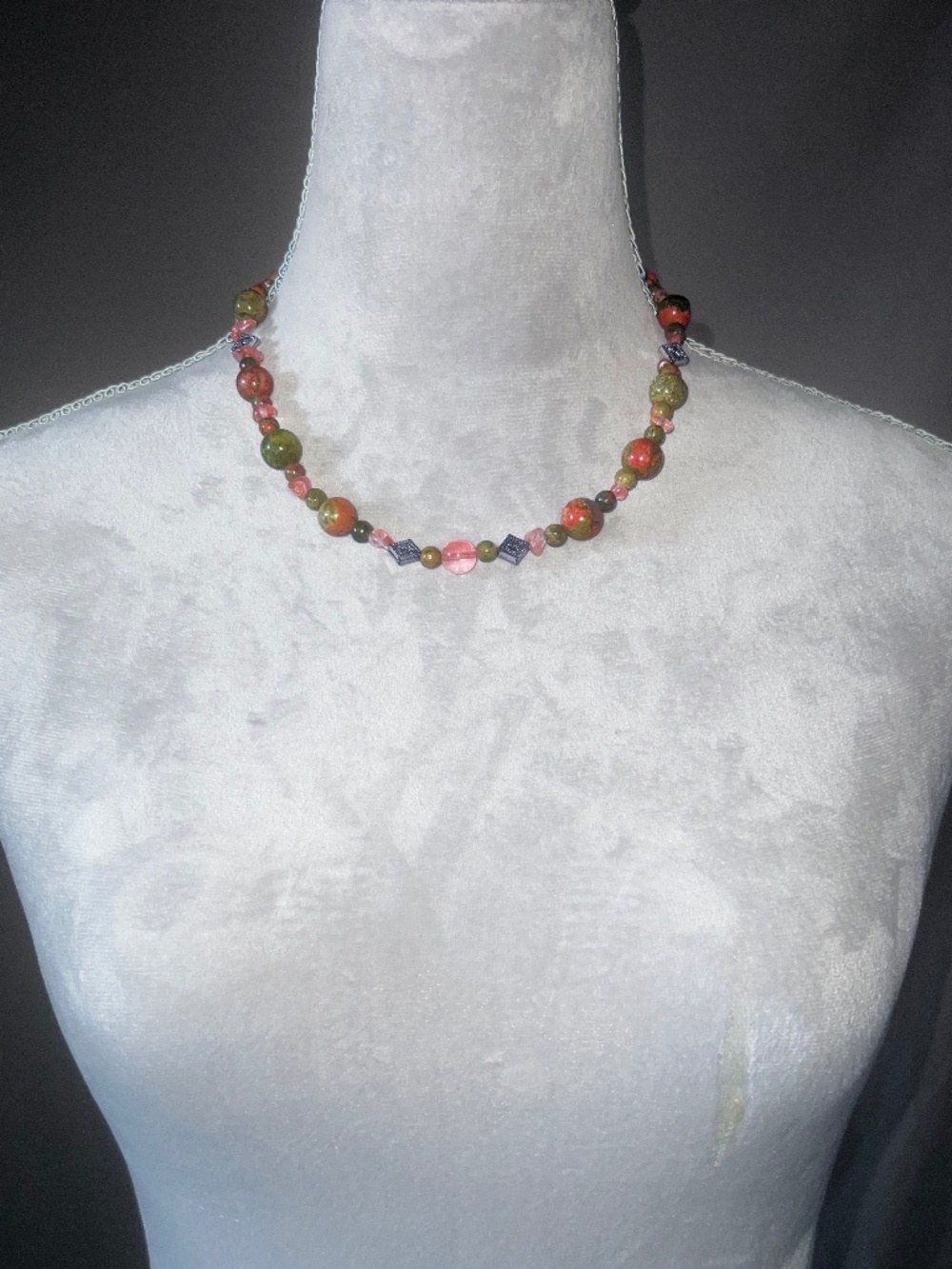 Green and Orange Unakite Necklace